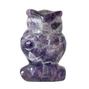 2" Purple Amethyst Owl Figurines Decor Crystals Stone Carved Gemstone Statue